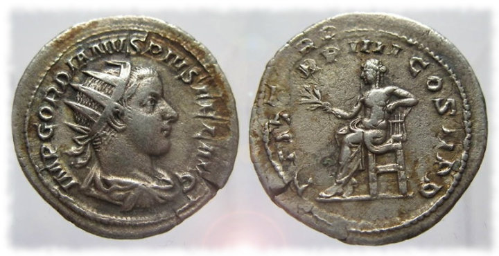 Antoniniano de Gordiano III. PM TR P V COS II PP (Apolo) - Roma A13